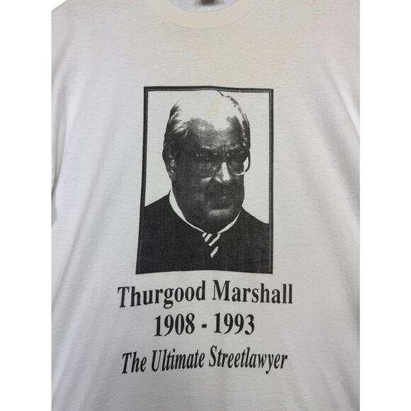 Vintage 90s Thurgood Marshall Tribute T Shirt Adult XL White Single Stitch - Picture 3 of 16